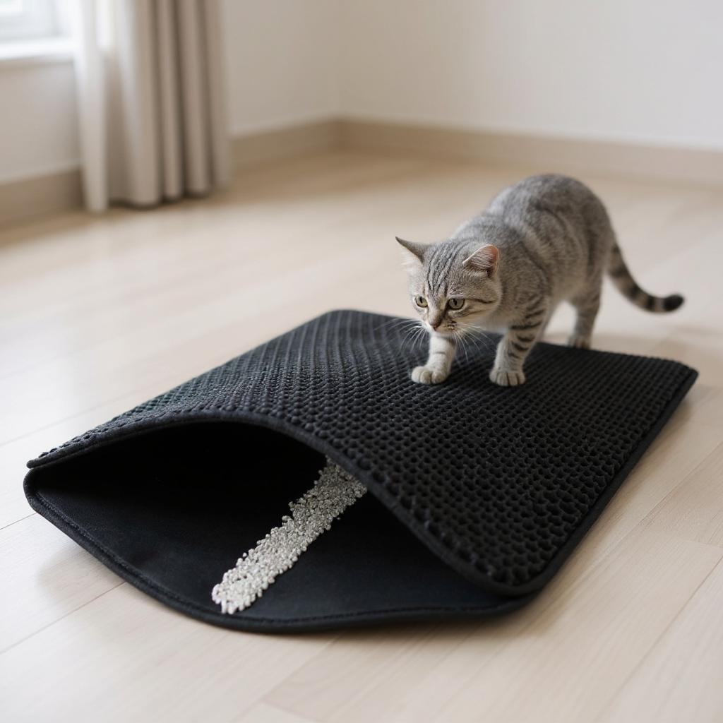 Tapis Anti-dérapant pour Litière - Propreté Assurée